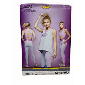 Simplicity 8634 Misses Batgirl Knit Sports Bra Top Leggings Sewing Pattern